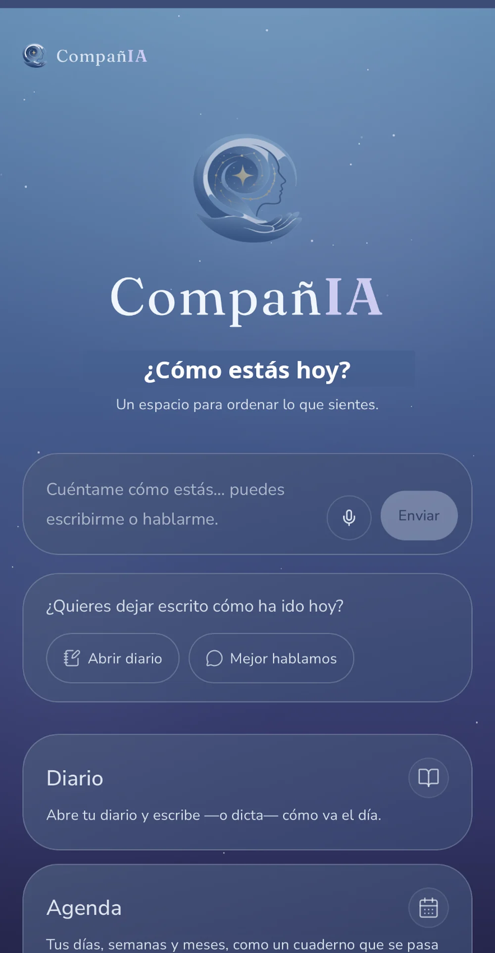 CompañIA — Acompañamiento conversacional y diario personal.